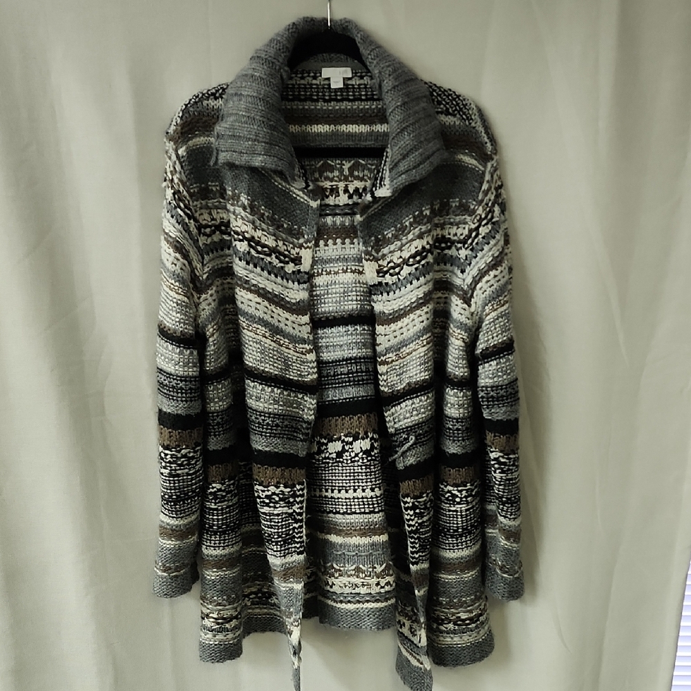 Striped Gray and Brown Women's Cardigan